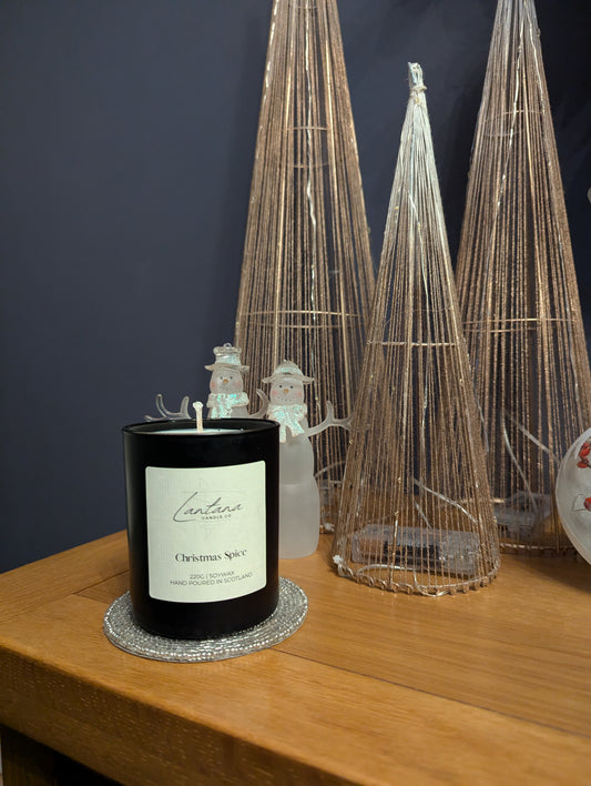 Matte Black Glass Candle 30cl - Christmas Spice