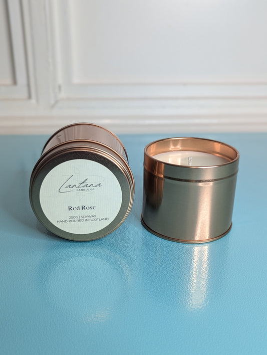 Rose Gold Container Candle - Red Rose